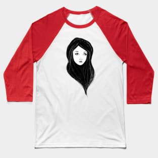 Sassy Floating Head Pretty Brunette Sketchbook Girl Lady Woman Baseball T-Shirt